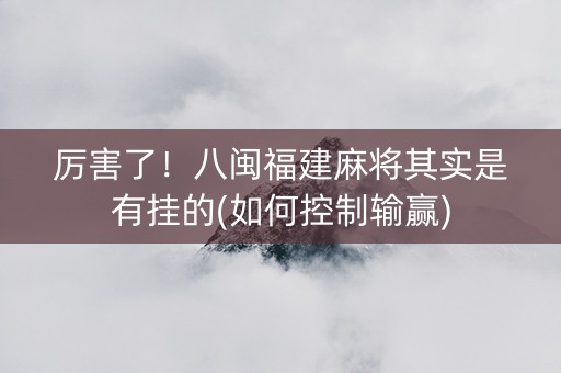 厉害了！八闽福建麻将其实是有挂的(如何控制输赢)