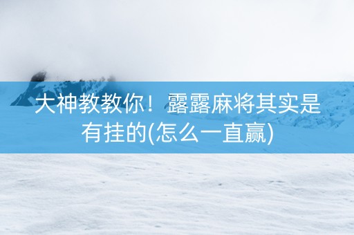 大神教教你！露露麻将其实是有挂的(怎么一直赢)