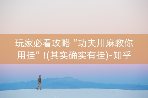 玩家必看攻略“功夫川麻教你用挂”!(其实确实有挂)-知乎