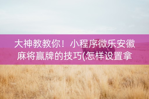 大神教教你！小程序微乐安徽麻将赢牌的技巧(怎样设置拿好牌)
