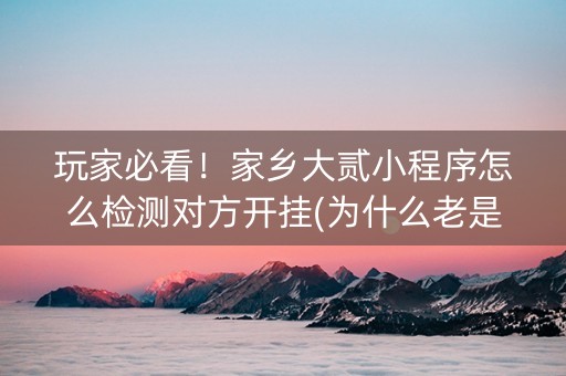 玩家必看！家乡大贰小程序怎么检测对方开挂(为什么老是输呢)
