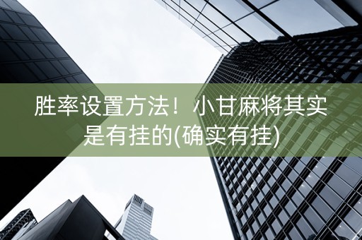 胜率设置方法！小甘麻将其实是有挂的(确实有挂)