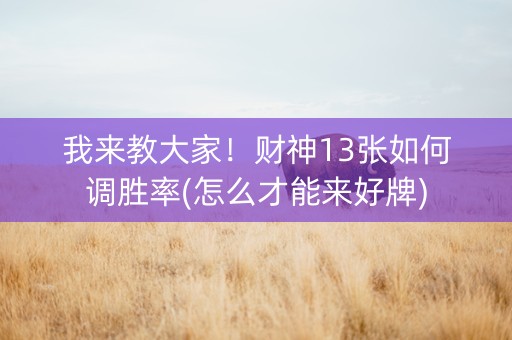 我来教大家！财神13张如何调胜率(怎么才能来好牌)