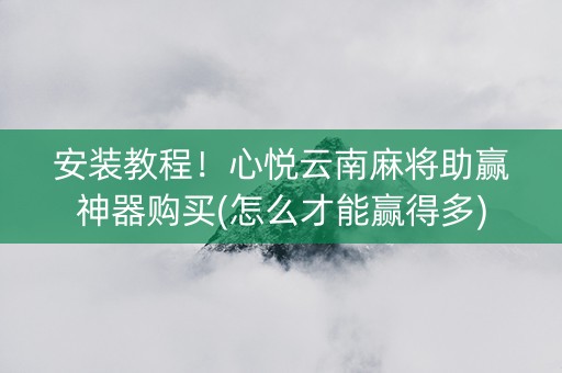 安装教程！心悦云南麻将助赢神器购买(怎么才能赢得多)