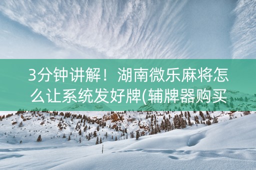 3分钟讲解！湖南微乐麻将怎么让系统发好牌(辅牌器购买)