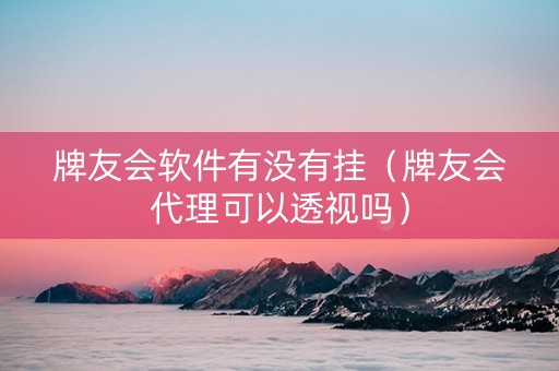 牌友会软件有没有挂（牌友会代理可以透视吗）