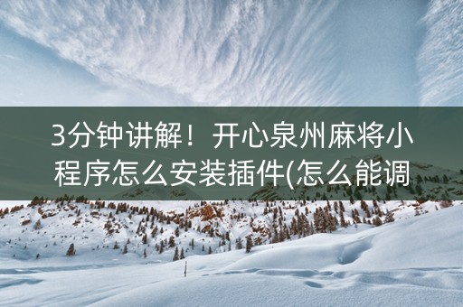 3分钟讲解！开心泉州麻将小程序怎么安装插件(怎么能调好牌)