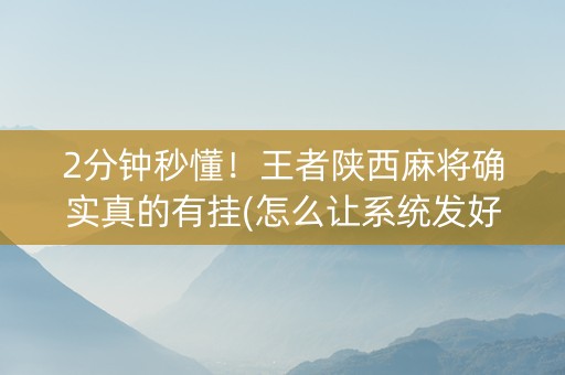 2分钟秒懂！王者陕西麻将确实真的有挂(怎么让系统发好牌)