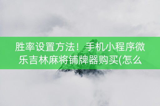 胜率设置方法！手机小程序微乐吉林麻将铺牌器购买(怎么提高好牌几率)