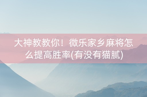 大神教教你！微乐家乡麻将怎么提高胜率(有没有猫腻)