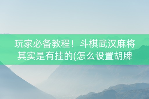 玩家必备教程！斗棋武汉麻将其实是有挂的(怎么设置胡牌)