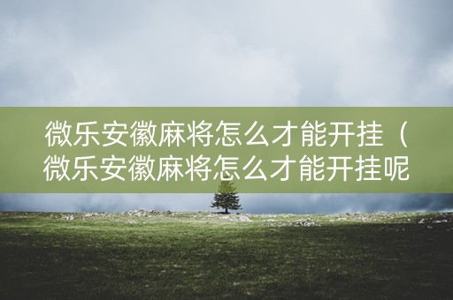 微乐安徽麻将怎么才能开挂（微乐安徽麻将怎么才能开挂呢）