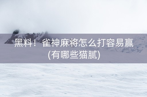 黑料！雀神麻将怎么打容易赢(有哪些猫腻)