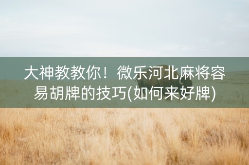 大神教教你！微乐河北麻将容易胡牌的技巧(如何来好牌)