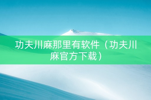 功夫川麻那里有软件（功夫川麻官方下载）
