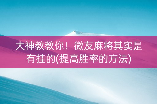 大神教教你！微友麻将其实是有挂的(提高胜率的方法)