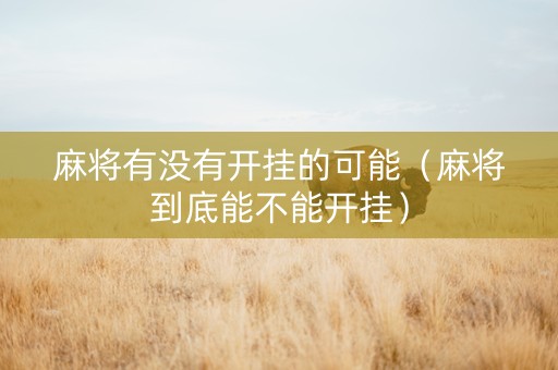 麻将有没有开挂的可能（麻将到底能不能开挂）