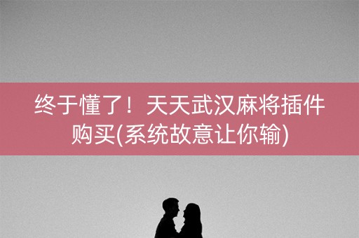 终于懂了！天天武汉麻将插件购买(系统故意让你输)