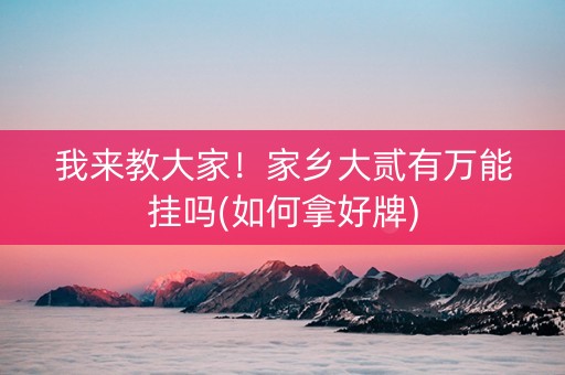 我来教大家！家乡大贰有万能挂吗(如何拿好牌)
