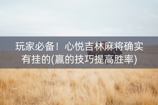 玩家必备！心悦吉林麻将确实有挂的(赢的技巧提高胜率)