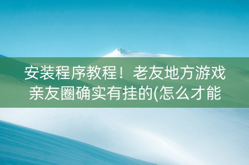 安装程序教程！老友地方游戏亲友圈确实有挂的(怎么才能调胜率)