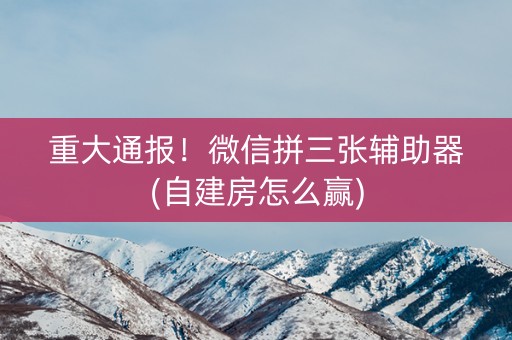 重大通报！微信拼三张辅助器(自建房怎么赢)