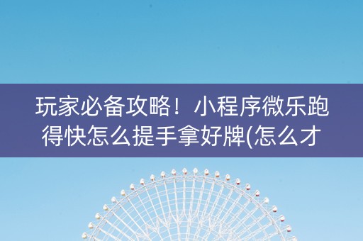 玩家必备攻略！小程序微乐跑得快怎么提手拿好牌(怎么才能赢得多)