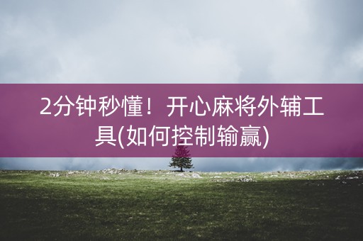 2分钟秒懂！开心麻将外辅工具(如何控制输赢)