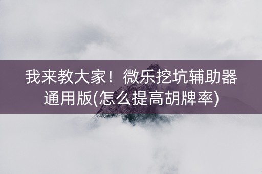 我来教大家！微乐挖坑辅助器通用版(怎么提高胡牌率)