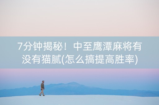 7分钟揭秘！中至鹰潭麻将有没有猫腻(怎么搞提高胜率)