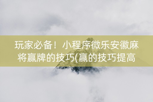 玩家必备！小程序微乐安徽麻将赢牌的技巧(赢的技巧提高胜率)