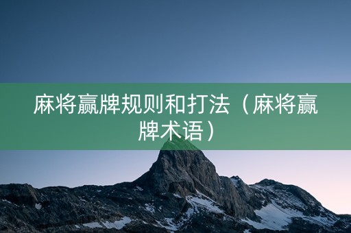 麻将赢牌规则和打法（麻将赢牌术语）