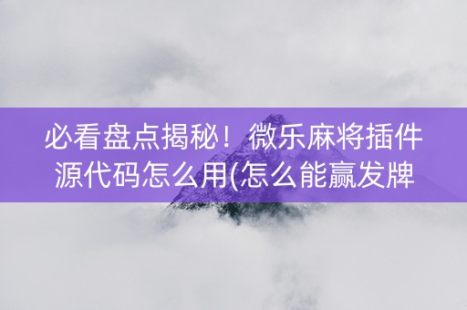必看盘点揭秘！微乐麻将插件源代码怎么用(怎么能赢发牌规律)