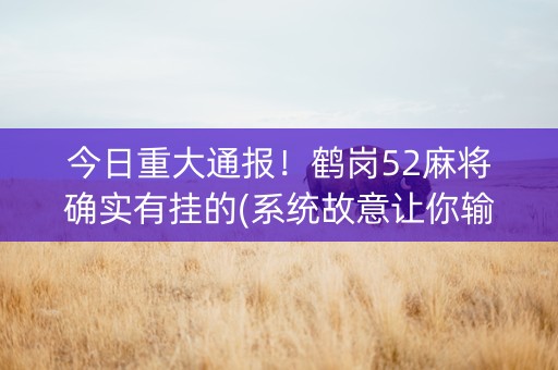 今日重大通报！鹤岗52麻将确实有挂的(系统故意让你输)