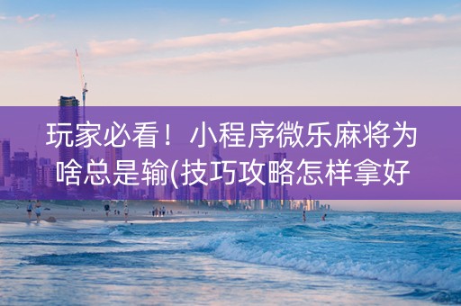 玩家必看！小程序微乐麻将为啥总是输(技巧攻略怎样拿好牌)