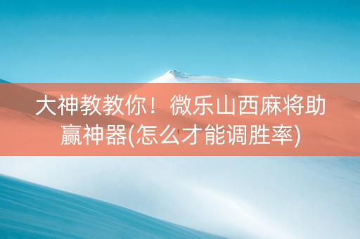大神教教你！微乐山西麻将助赢神器(怎么才能调胜率)