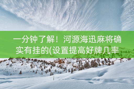 一分钟了解！河源海迅麻将确实有挂的(设置提高好牌几率)