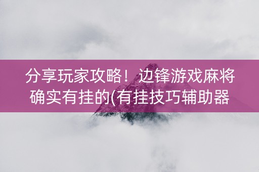 分享玩家攻略！边锋游戏麻将确实有挂的(有挂技巧辅助器)