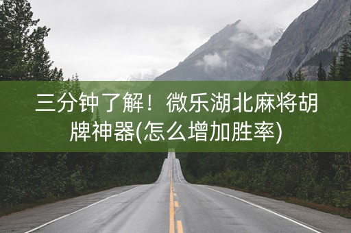 三分钟了解！微乐湖北麻将胡牌神器(怎么增加胜率)