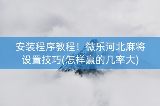 安装程序教程！微乐河北麻将设置技巧(怎样赢的几率大)