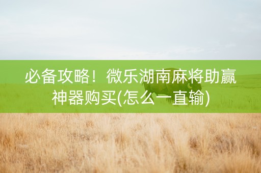 必备攻略！微乐湖南麻将助赢神器购买(怎么一直输)