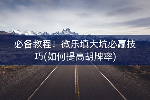 必备教程！微乐填大坑必赢技巧(如何提高胡牌率)