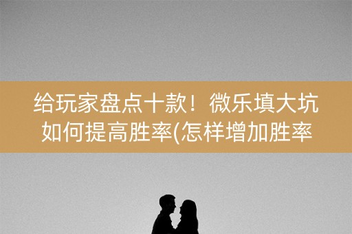 给玩家盘点十款！微乐填大坑如何提高胜率(怎样增加胜率)