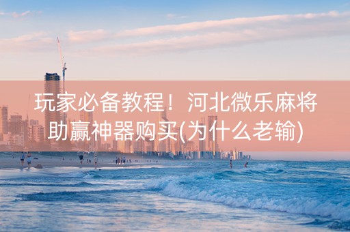 玩家必备教程！河北微乐麻将助赢神器购买(为什么老输)