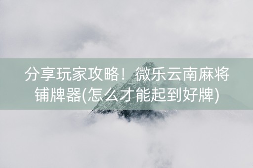 分享玩家攻略！微乐云南麻将铺牌器(怎么才能起到好牌)