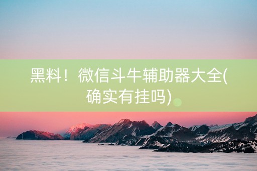 黑料！微信斗牛辅助器大全(确实有挂吗)