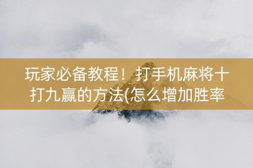 玩家必备教程！打手机麻将十打九赢的方法(怎么增加胜率)