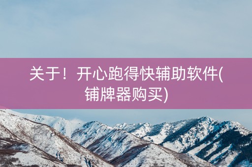 关于！开心跑得快辅助软件(铺牌器购买)