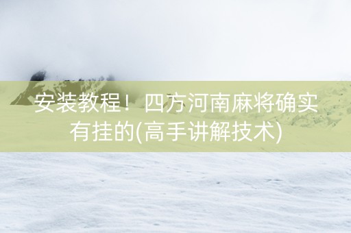 安装教程！四方河南麻将确实有挂的(高手讲解技术)
