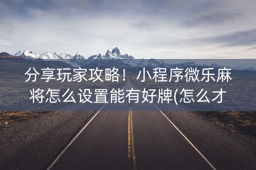 分享玩家攻略！小程序微乐麻将怎么设置能有好牌(怎么才能起到好牌)